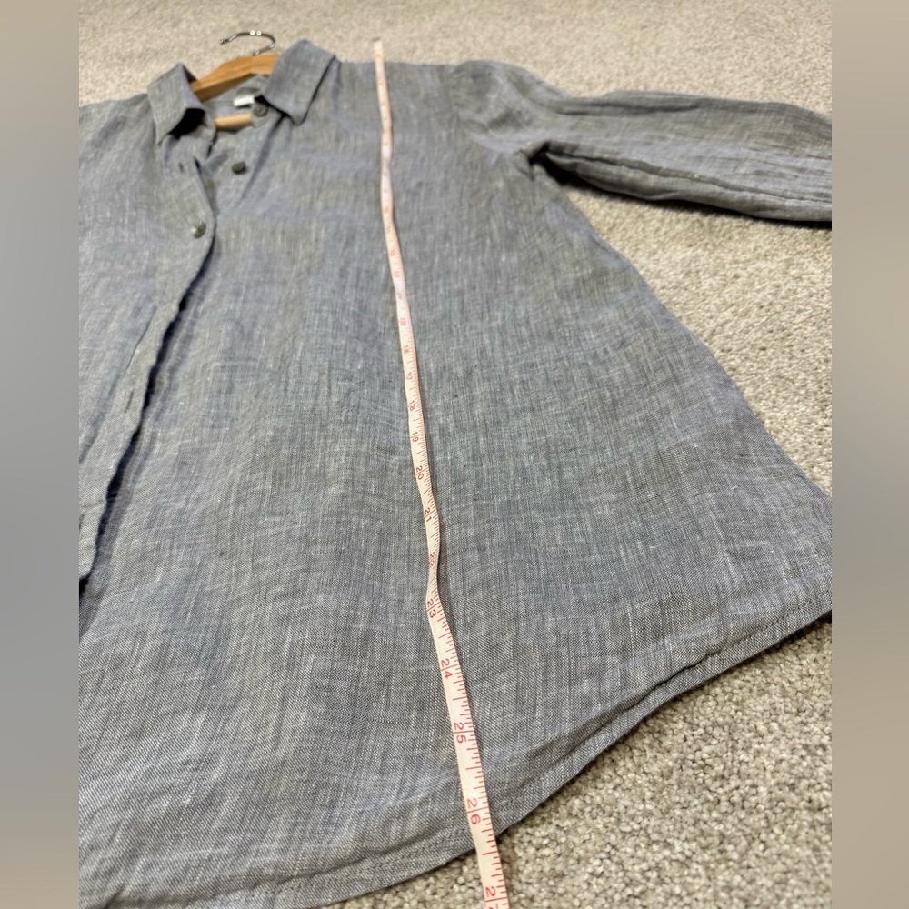 J. Jill Women’s Gray Love Linen Button Down Shirt Long Sleeve Size S Beach - Picture 9 of 9